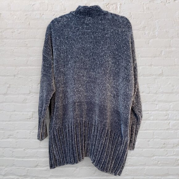Large Blue A New Day (Target) Chenille Open Cardigan Sweater, Super Soft & Cozy - Picture 3 of 5
